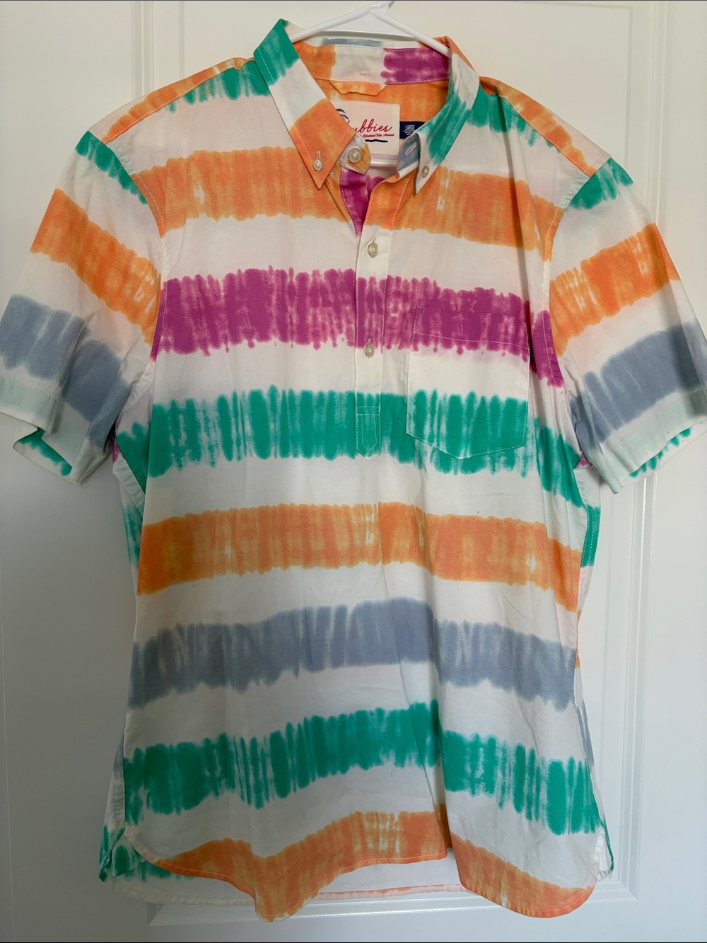 Tie-Dye Stripe Short Sleeve Shirt - Multi